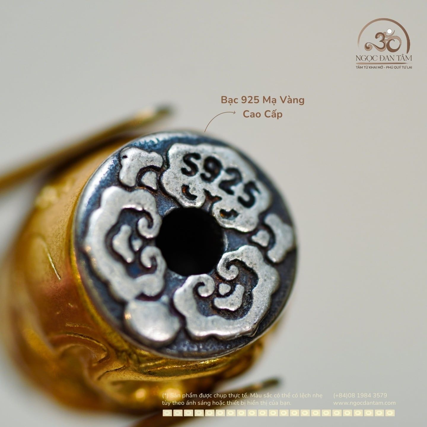  Charm Hạt Tỳ Hưu 2 Màu 12,43mm - Bạc 925 Mạ Vàng Cao Cấp 