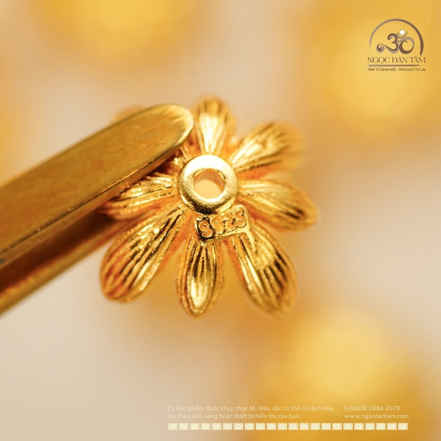  Charm Đế Hoa Nhỏ 8mm - Bạc 925 Mạ Vàng Cao Cấp 