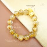  Vòng Tay Thạch Anh Tóc Vàng 11mm 7A Phối Charm Long Quy 