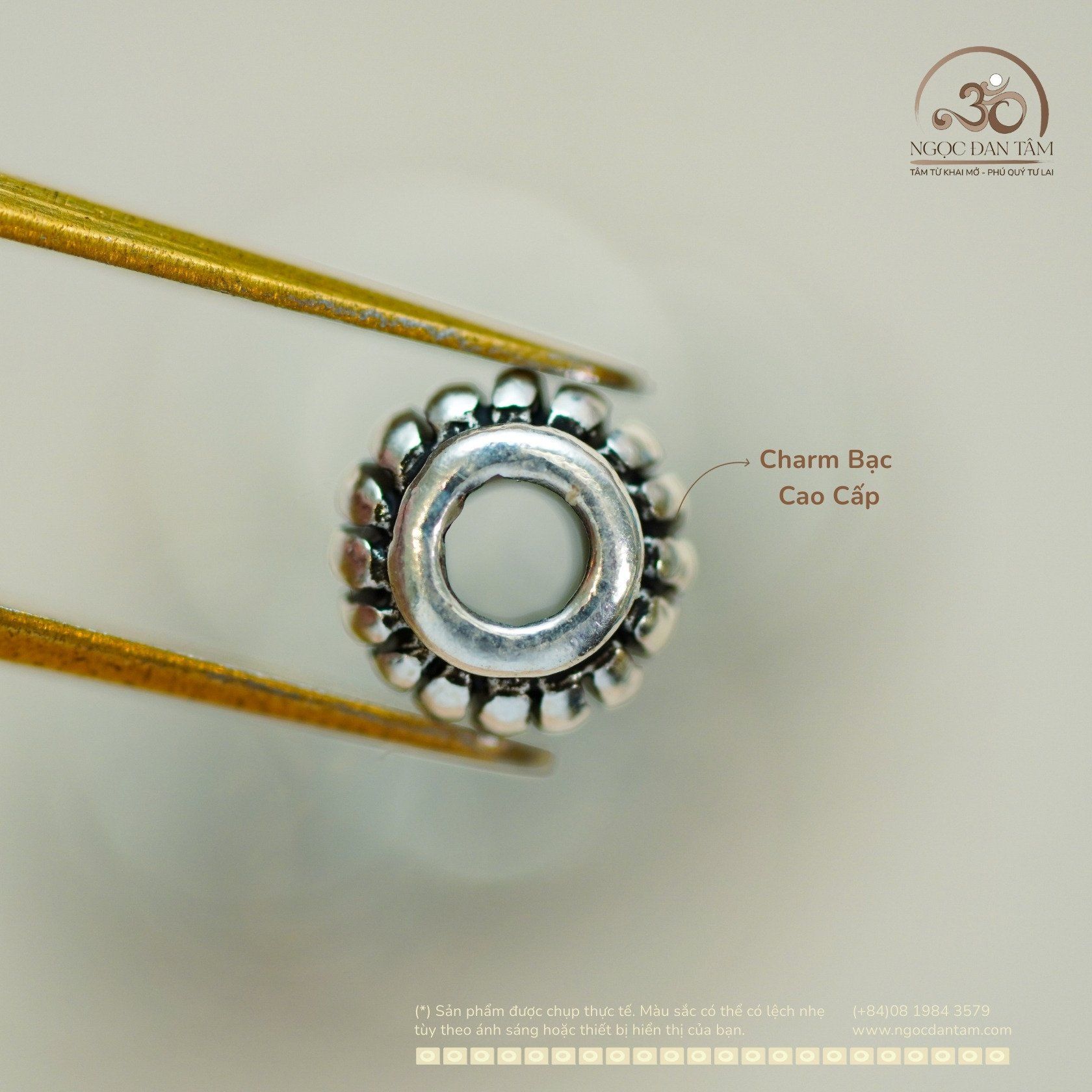  Charm Bánh Xe Bạc 5,22mm - Charm Bạc Cao Cấp 