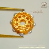  Charm Hoa bạc mạ vàng 8,86mm - Bạc 925 Mạ Vàng Cao 