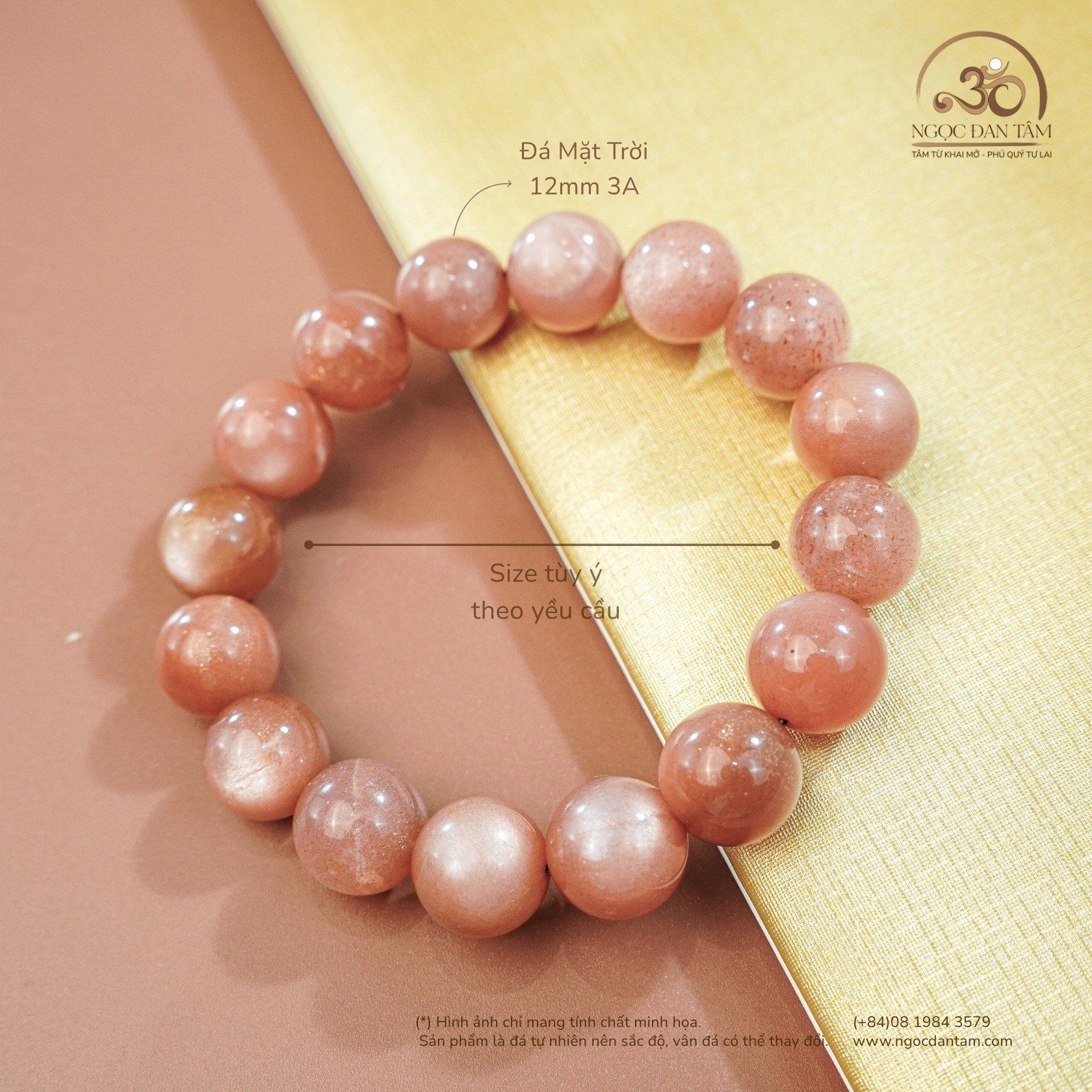  Vòng Tay Đá Mặt Trời 12mm 3A 