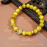  Vòng Tay Đá Mắt Hổ Vàng 8mm 5A Charm Bánh Xe Pháp luân 