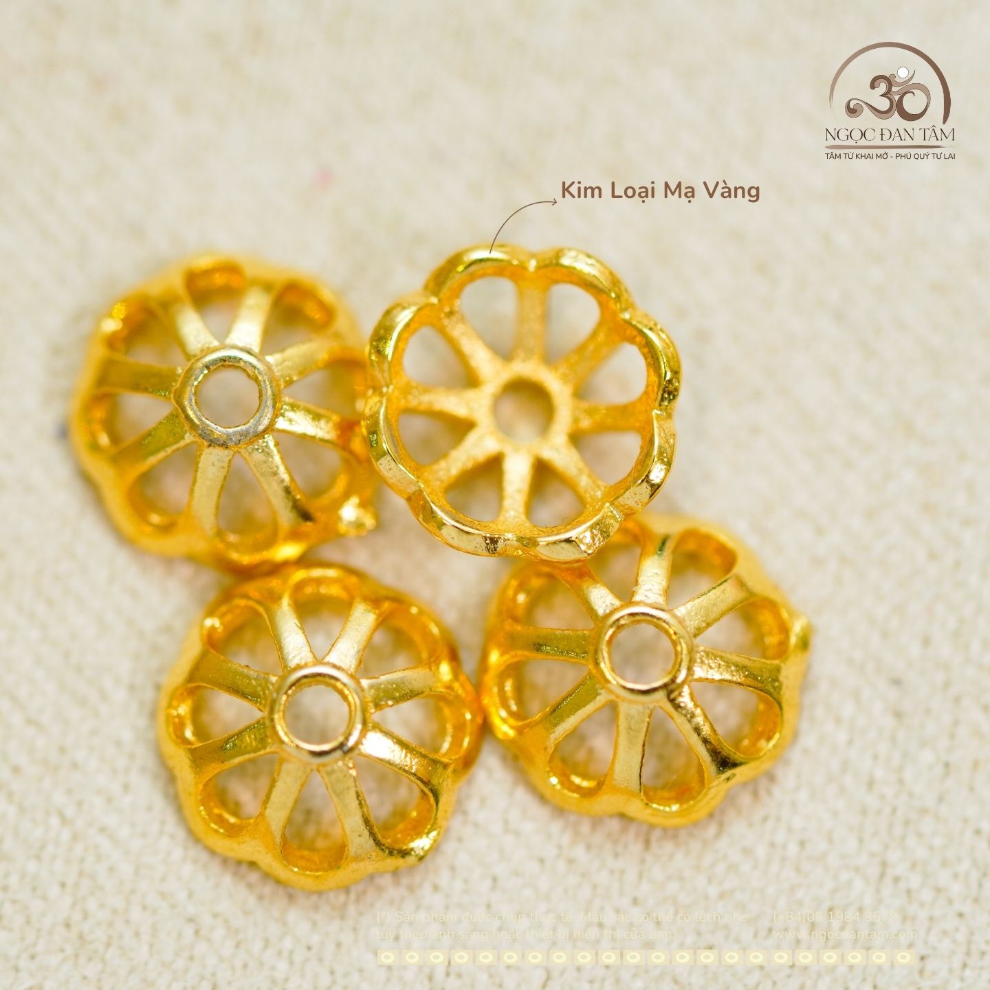  Charm Ốp Đệm Nhỏ 7,86mm  - Kim Loại Mạ Vàng 