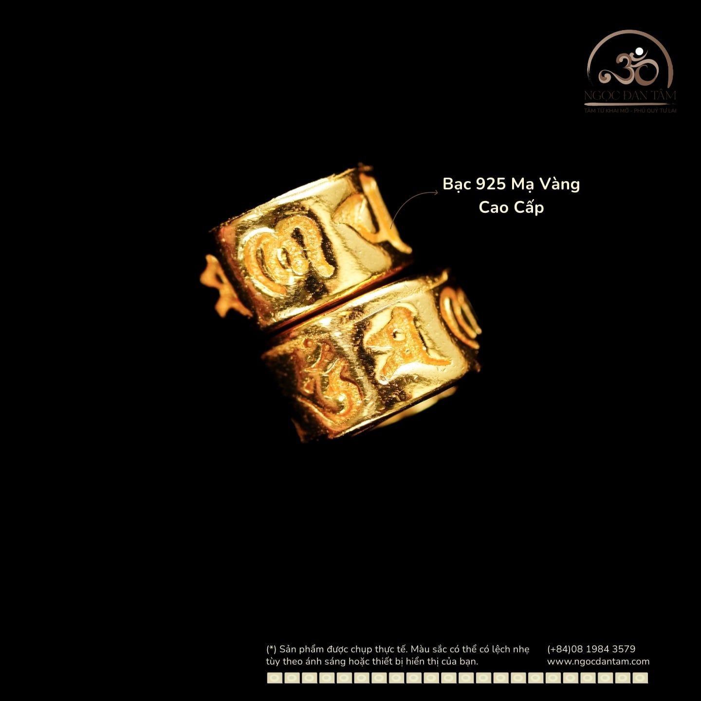  Charm Tròn Khắc Chú Om 5.39mm - Bạc 925 Mạ Vàng Cao Cấp 