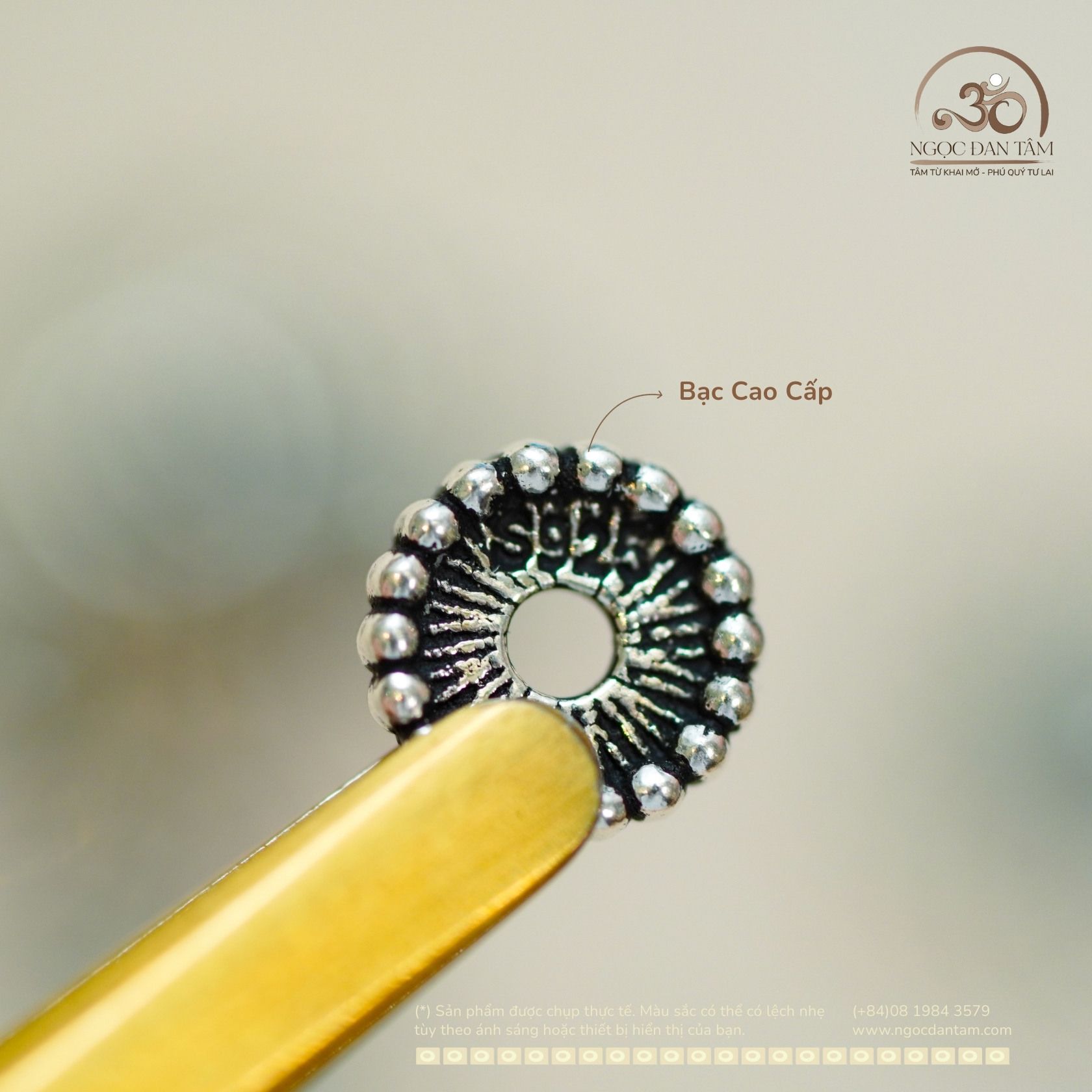  Charm Bạc Bánh Xe Hoa 6mm - Bạc Cao Cấp 