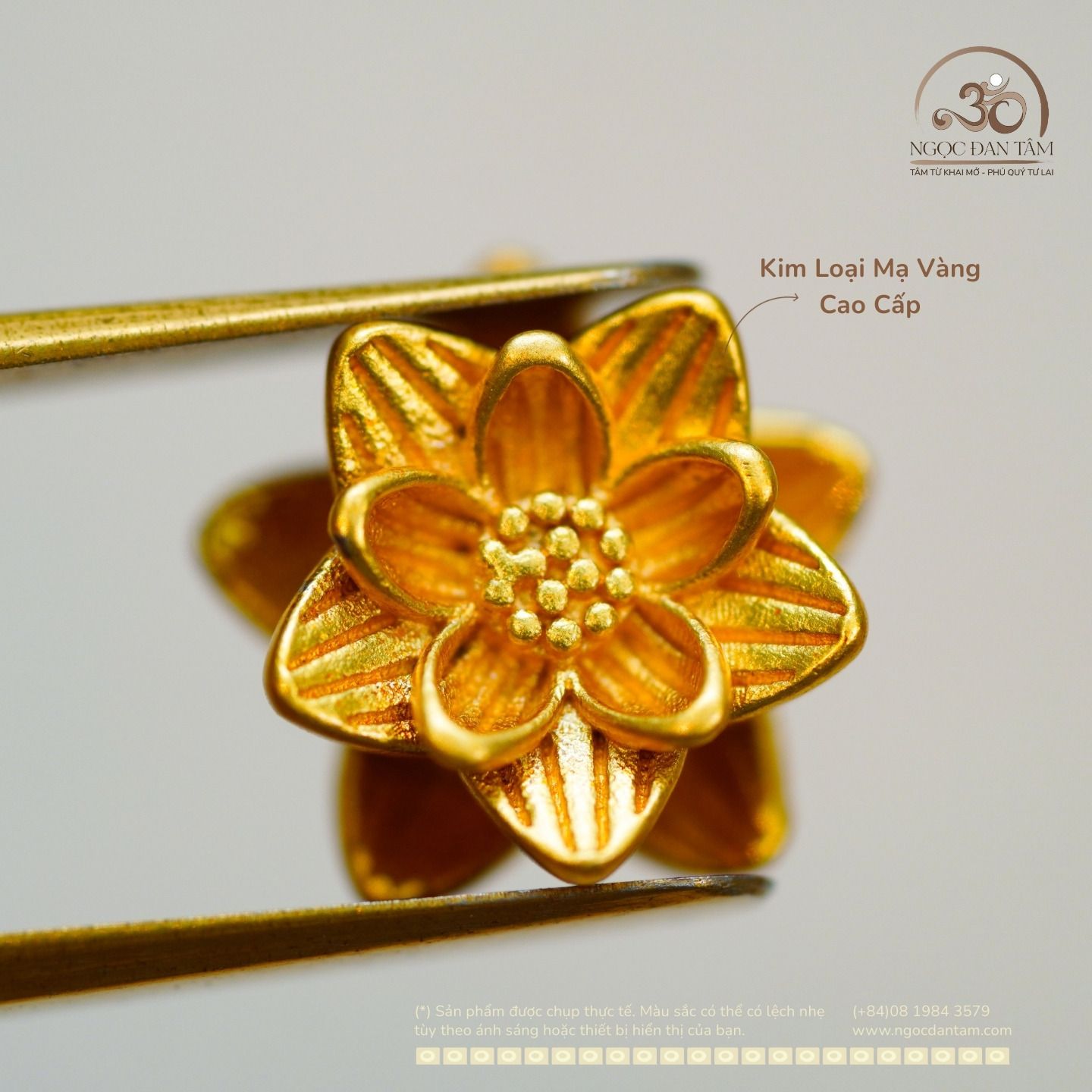  Charm Hoa Sen Cánh Nhọn 9,10mm - Kim Loại Mạ Vàng Cao Cấp 