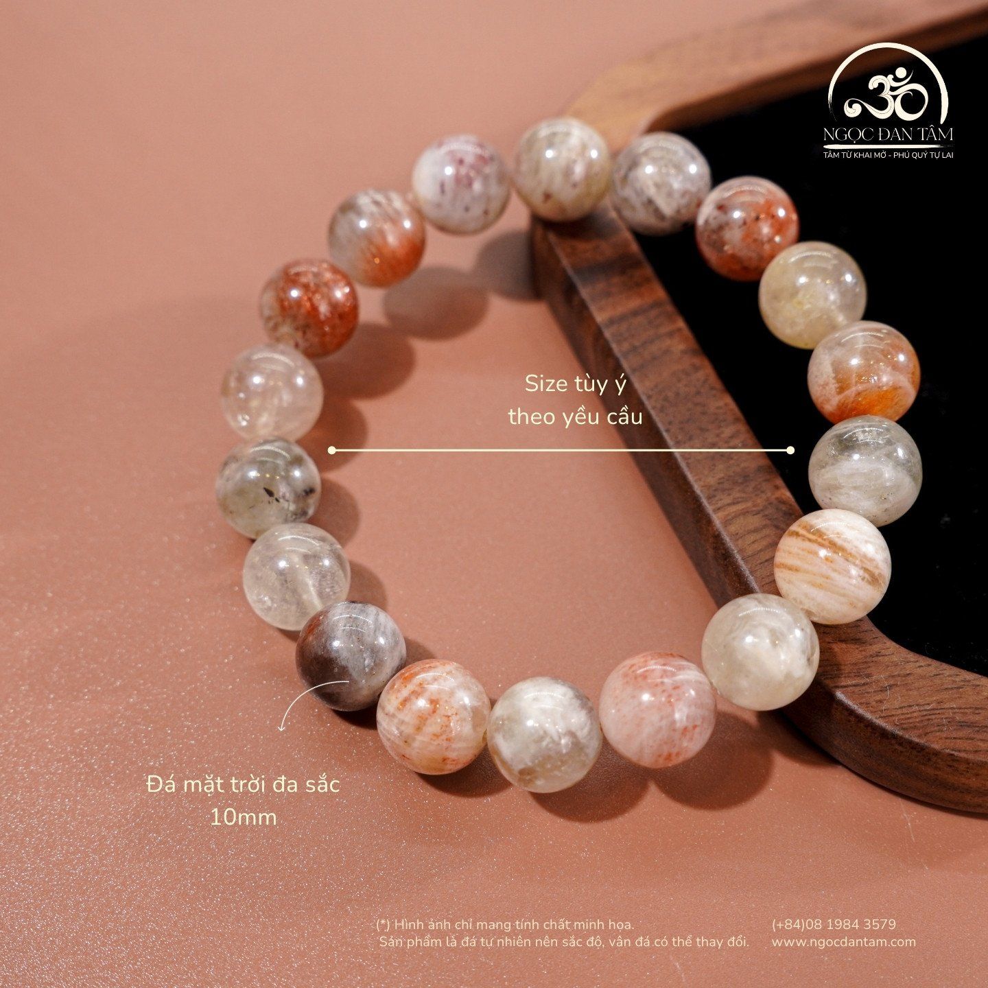  Vòng Tay Đá Mặt Trời Đa Sắc 10mm 