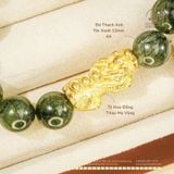 Vòng Tay Thạch Anh Tóc Xanh 12mm 4A Phối Charm Tỳ Hưu 