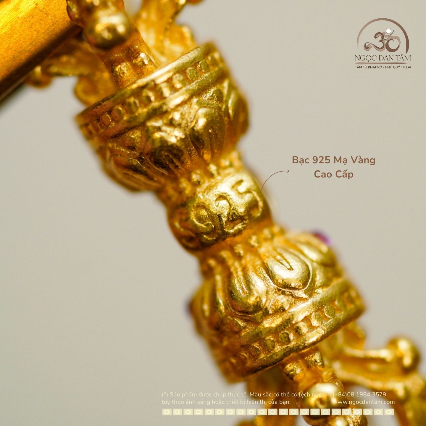  Charm Chày Kim Cang Quỷ - Bạc 925 Mạ Vàng Cao Cấp 