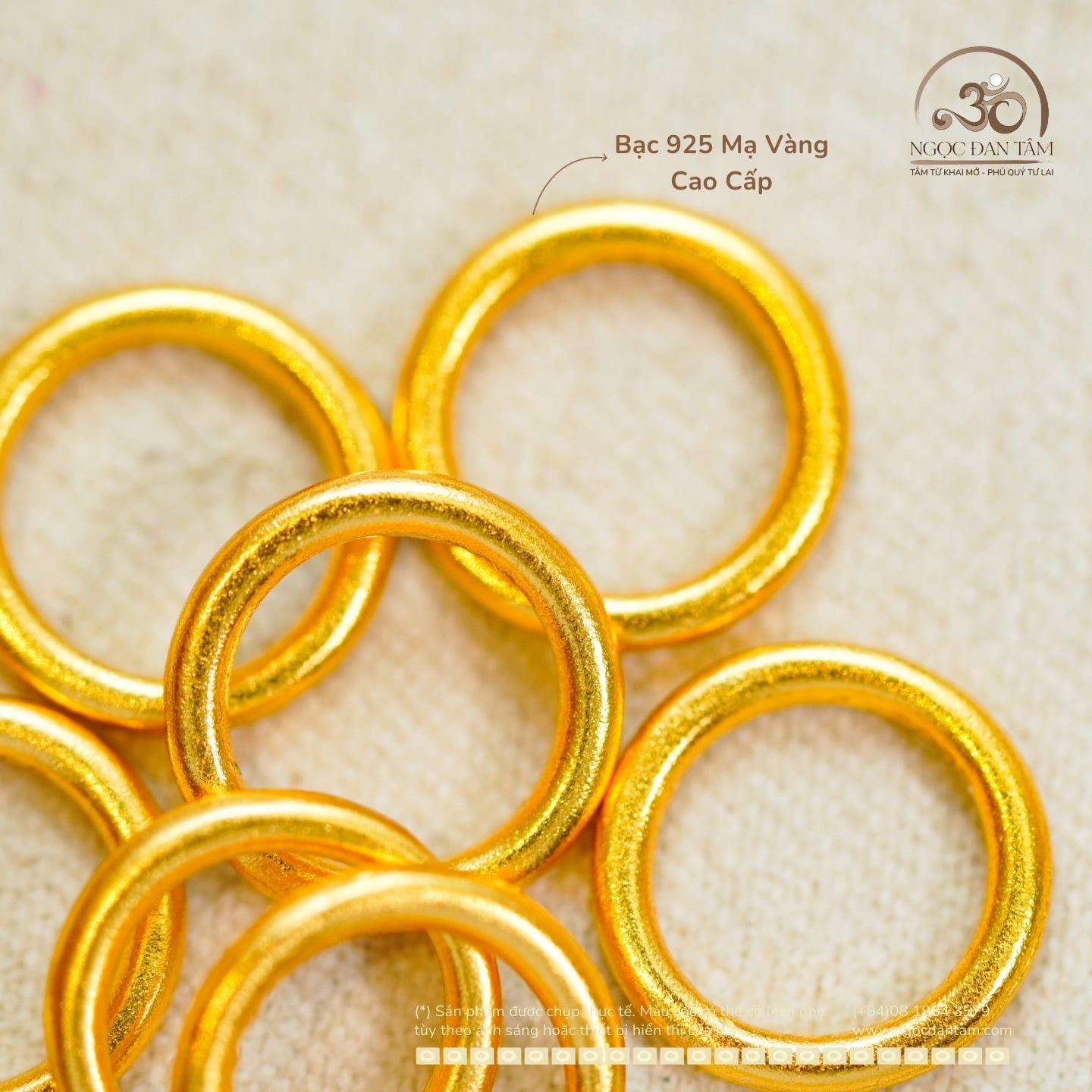  Charm Vòng Tròn 10mm - Bạc 925 Mạ Vàng 