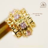  Charm Trụ Tròn Đính Hạt Hồng 9.21mm - Kim Loại Mạ Vàng Cao Cấp 