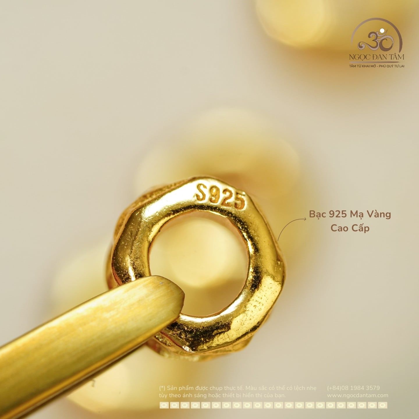  Charm Trụ Tròn Vảy Rồng Nhỏ - Bạc 925 Mạ Vàng Cao Cấp 