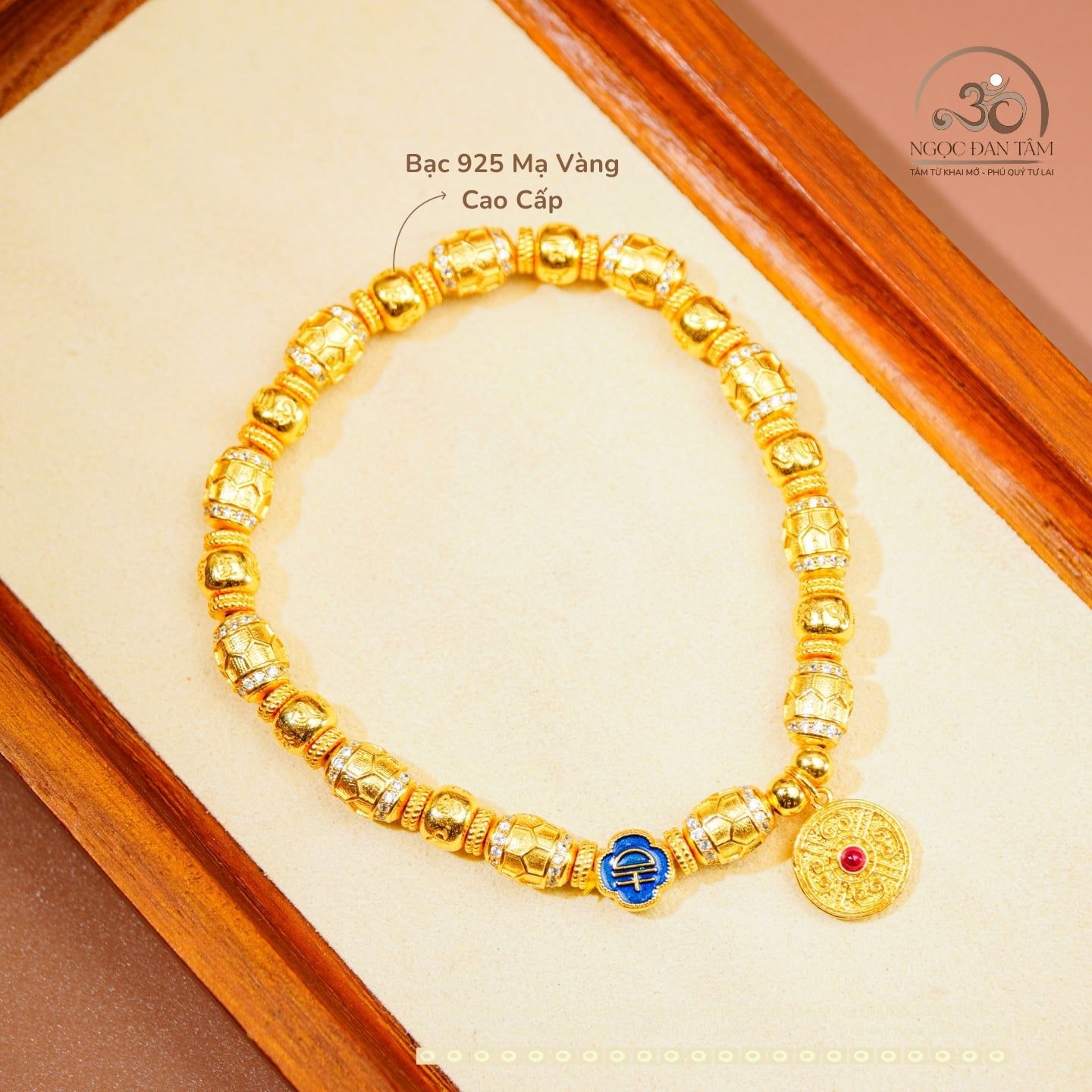  Lắc Tay Bạc Mạ Vàng Mai Rùa Cát Tường 