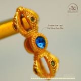  Charm Chùy Kim Cang Đính Ngọc Xanh 15,83mm - Charm Kim Loại Mạ Vàng Cao Cấp 