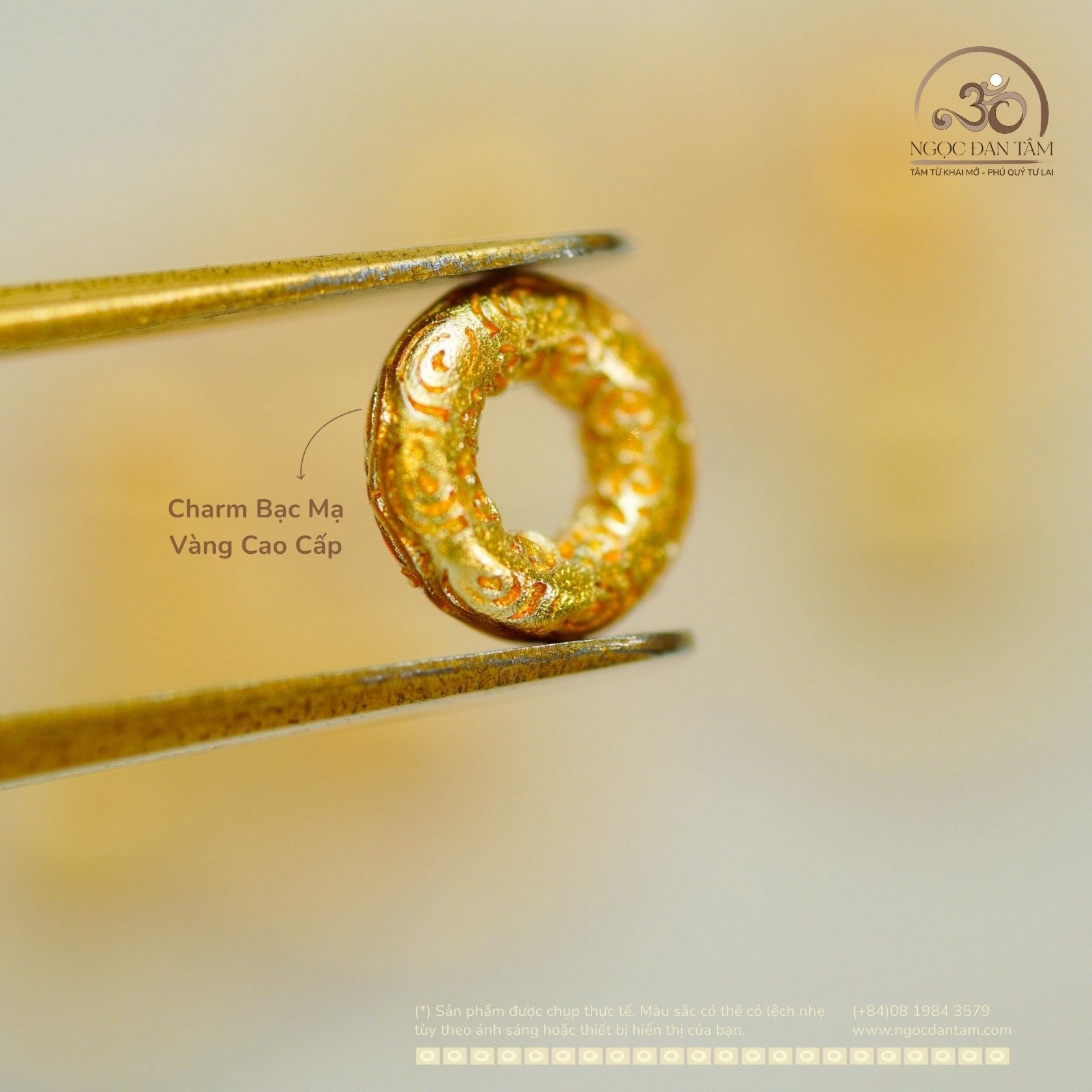  Charm Tròn Mạ Vàng Nhỏ 5.41mm - Bạc Mạ Vàng Cao Cấp 