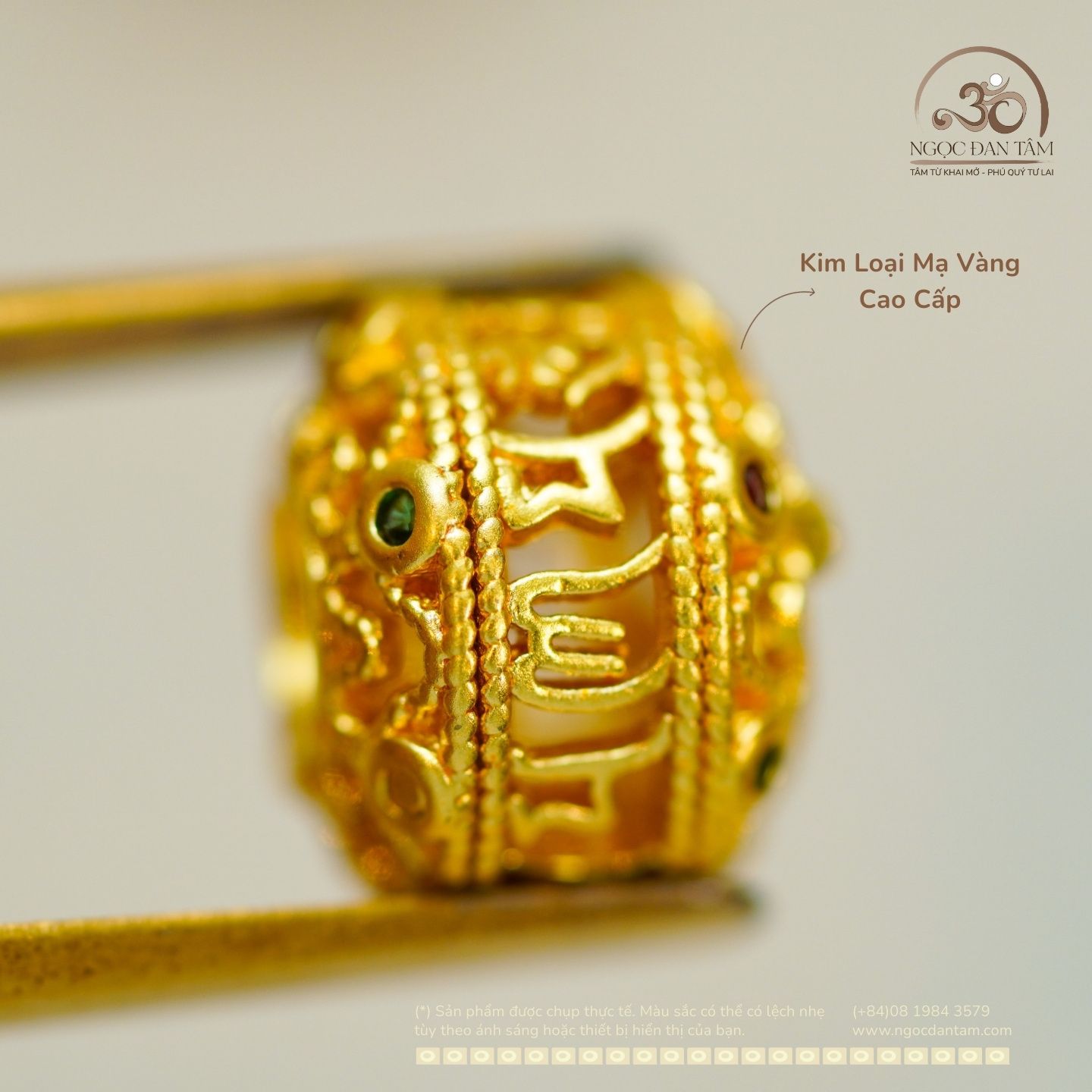  Charm Thùng Đính Ngọc 9,83mm - Kim Loại Mạ Vàng Cao Cấp 