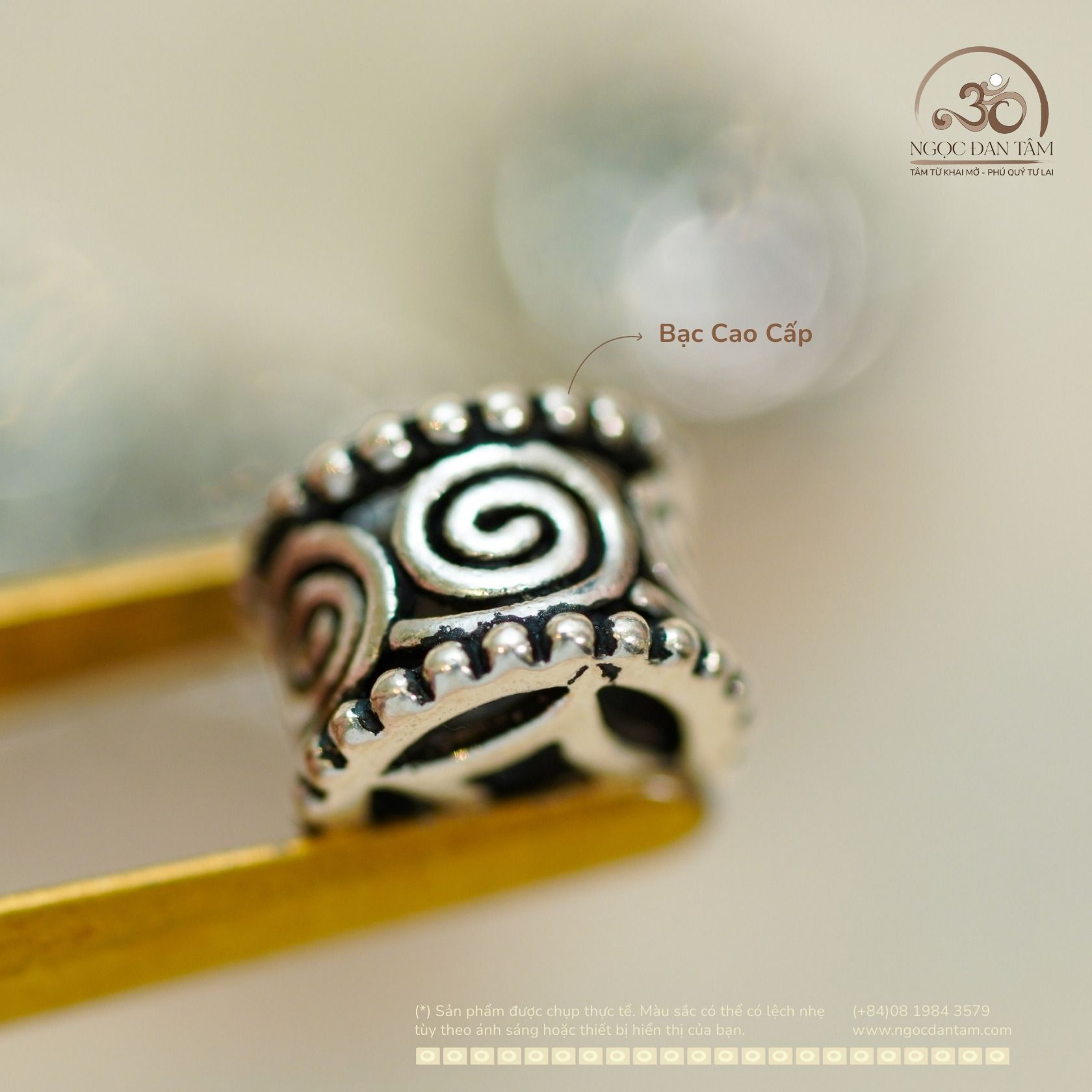  Charm bạc tròn xoắn ốc 8mm - Bạc Cao Cấp 