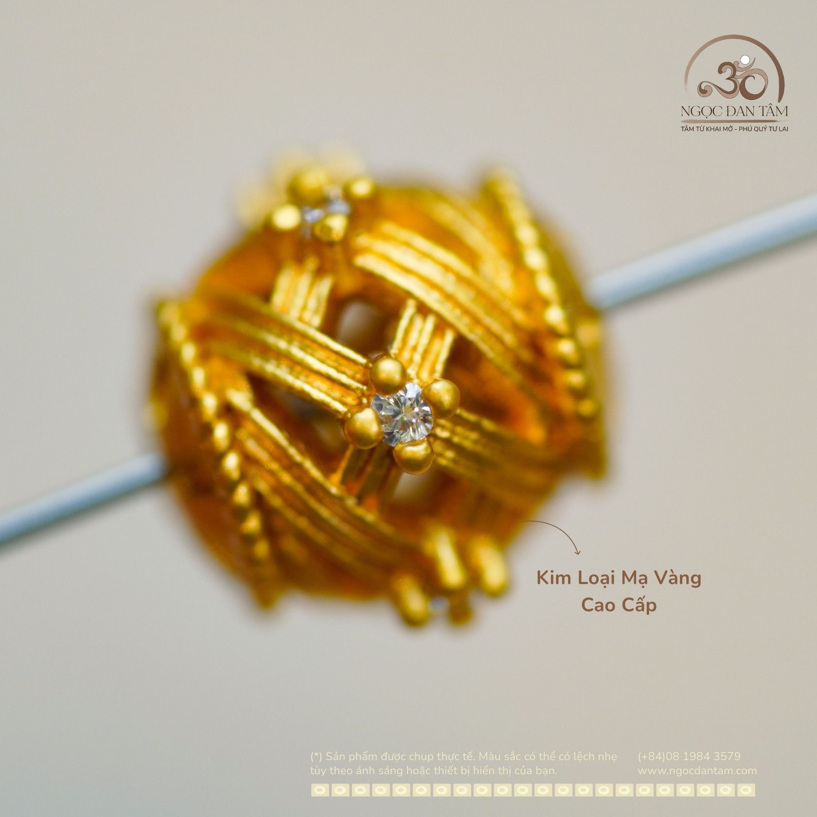  Charm Đan Dây Đính Đá Mạ Vàng 9,43mm - Kim Loại Mạ Vàng Cao Cấp 