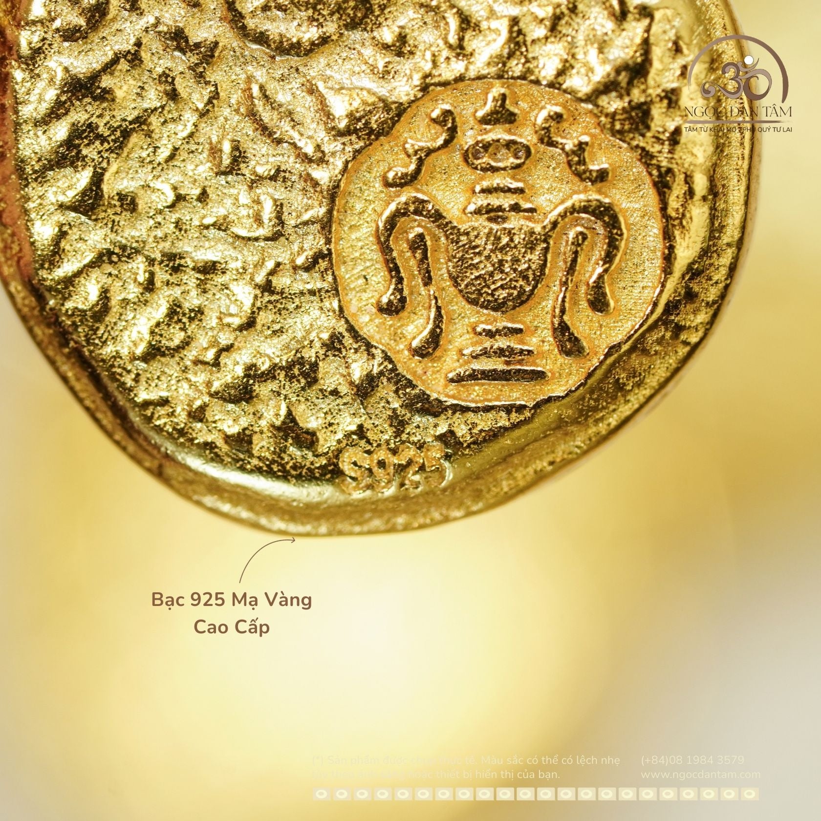  Mặt Dây Chuyền Tròn Đèn Vàng - Bạc 925 Mạ Vàng Cao Cấp 