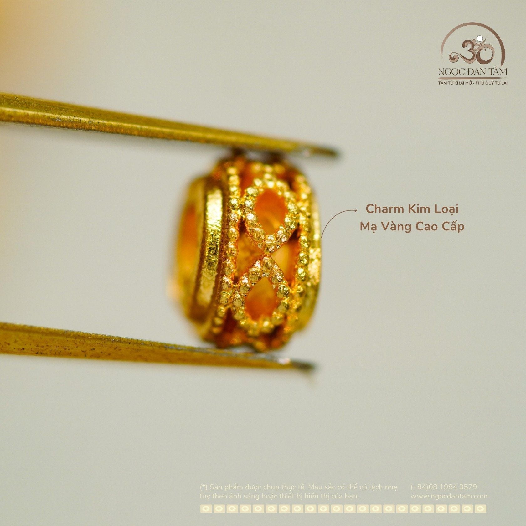  Charm Tròn Họa Tiết 6mm - Kim Loại Mạ Vàng 