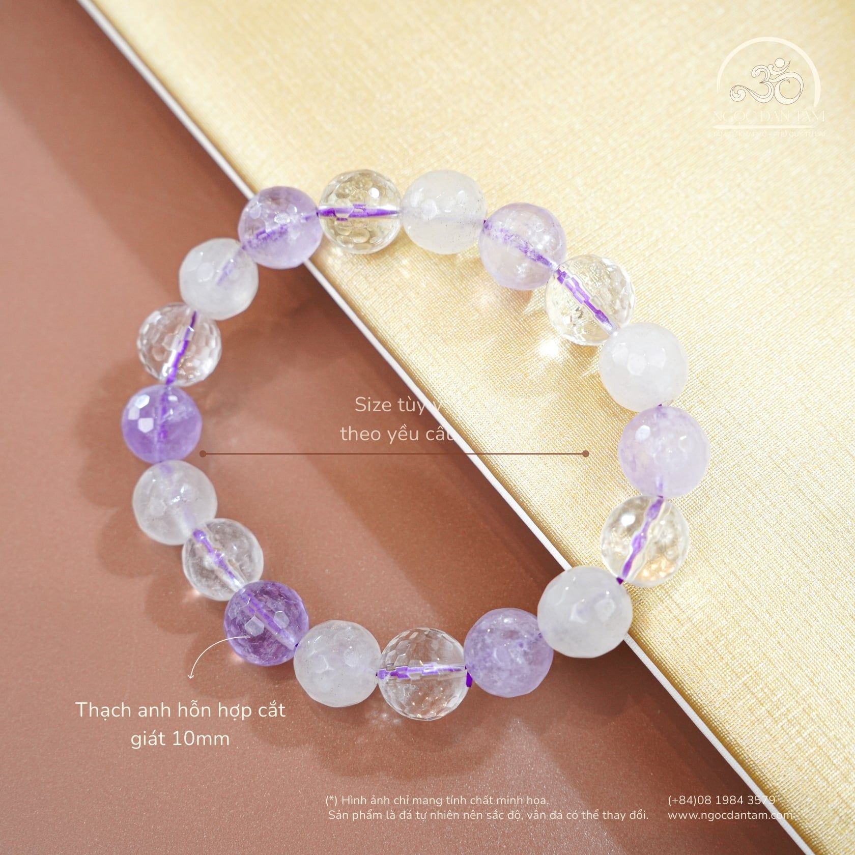  Vòng Tay Thạch Anh Hỗn Hợp Cắt Giác 10mm 
