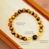  Vòng Tay Mắt Hổ Vàng Nâu 8mm 5A Phối Đá 