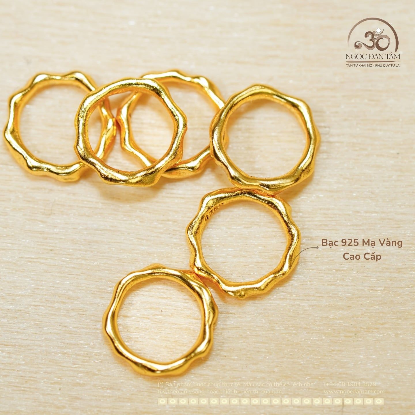  Charm Tròn Bát Giác 7mm - Bạc 925 Mạ Vàng Cao Cấp 