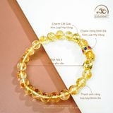  Vòng Tay Đá Thạch Anh Vàng Hoa Bay 8mm 3A Phối Charm Vòng Đính Đá 