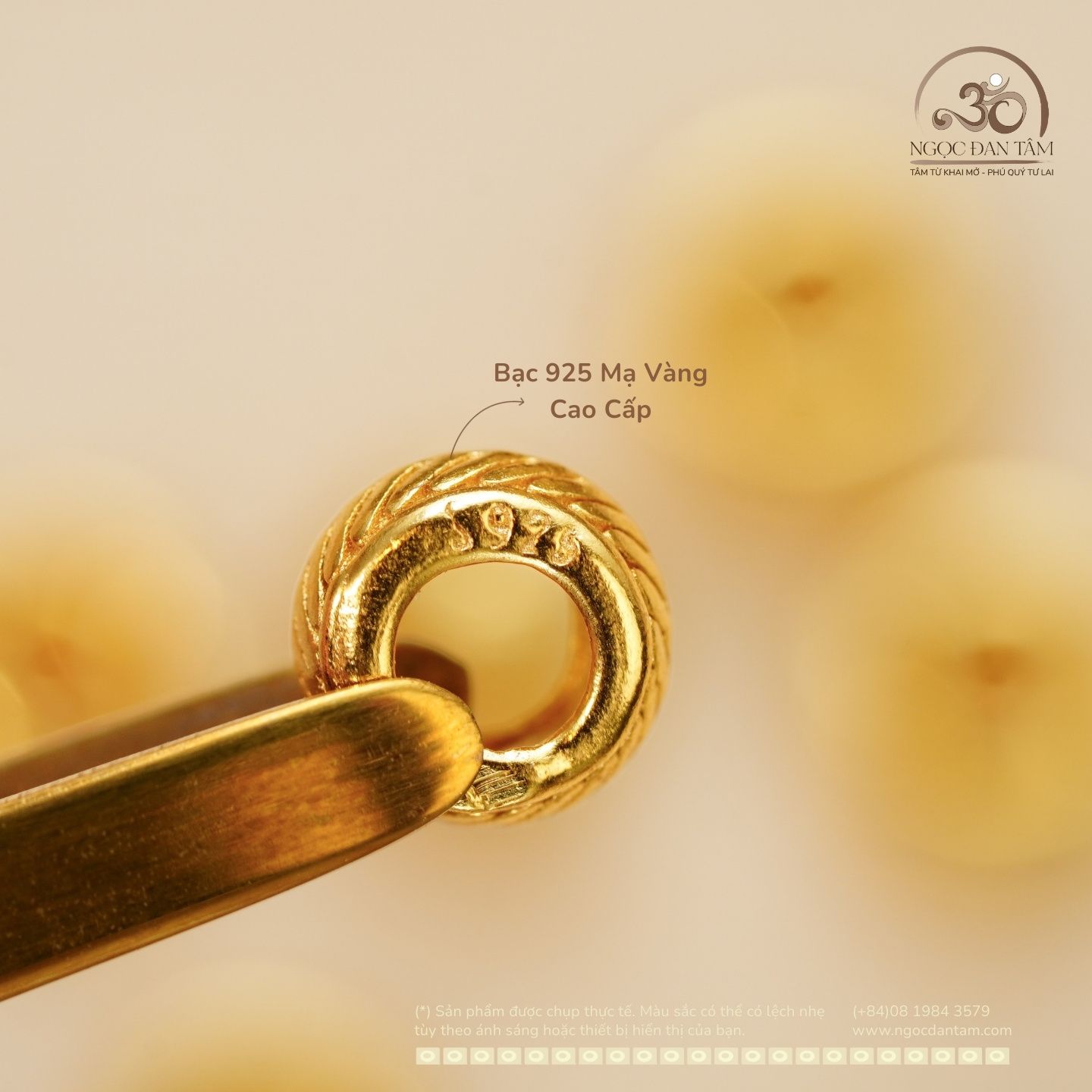  Charm Tròn Lá Lớn 5.67mm - Bạc 925 Mạ Vàng Cao Cấp 