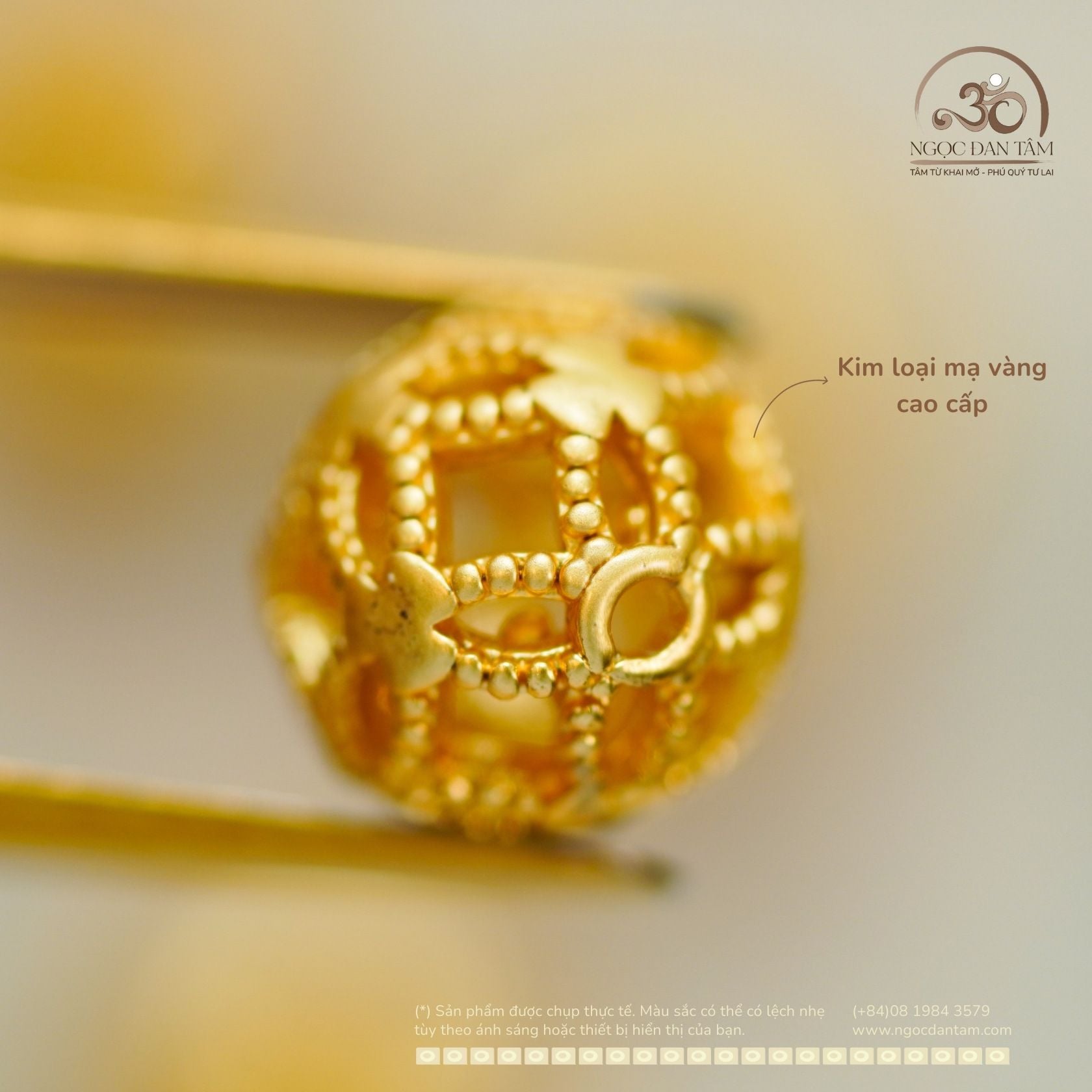  Charm Tú Cầu 7.55mm - Kim Loại Mạ Vàng 