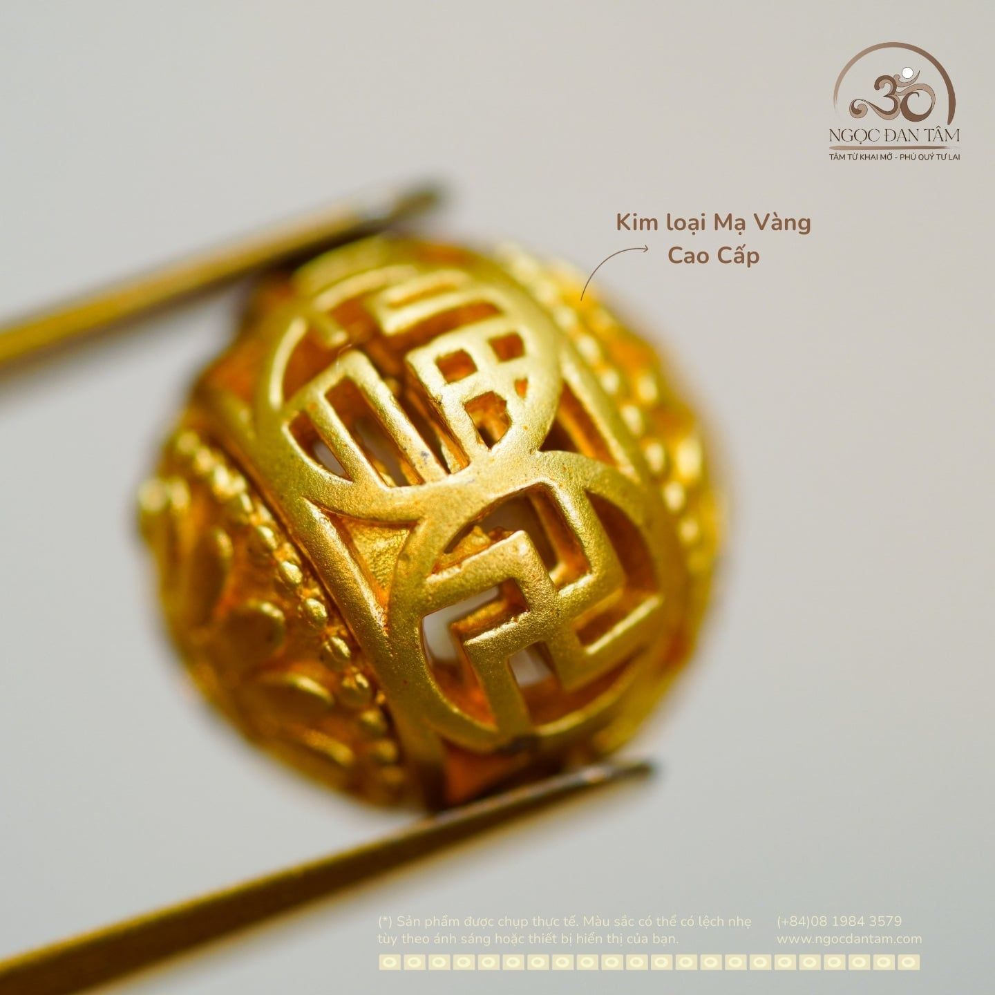  Charm Tròn Chữ Vạn 10,36mm - Kim Loại Mạ Vàng Cao Cấp 