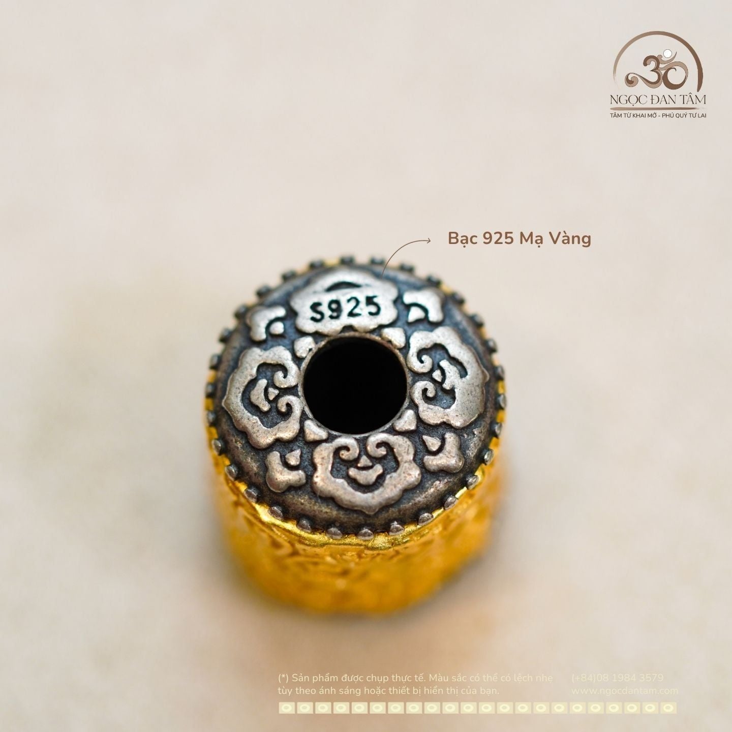  Charm Hạt Thùng Chú Om (lớn) 15,76mm - Bạc 925 Mạ Vàng Cao Cấp 