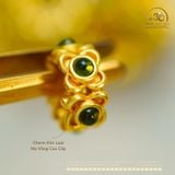  Charm Điêu Khắc Đính Ngọc Lục Bảo 10mm - Kim Loại Mạ Vàng 