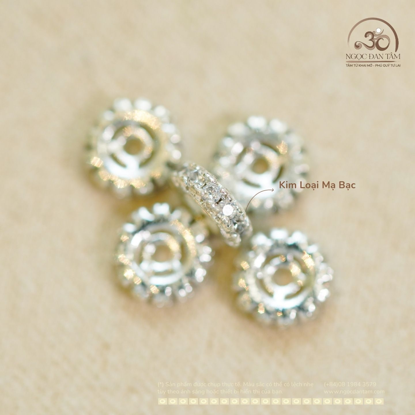  Charm Đệm Mạ Bạc 6mm 