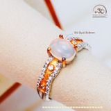  Nhẫn Bạc 925 Đính Đá Opal Viền Vàng 6x8mm 