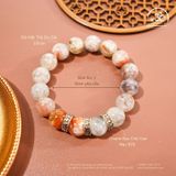  Vòng Tay Đá Mặt Trời Đa Sắc 10mm Phối Charm Bạc Chữ Vạn 