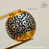  Hạt Tròn Hoa Văn 11,27mm - Bạc Mạ Vàng Cao Cấp 