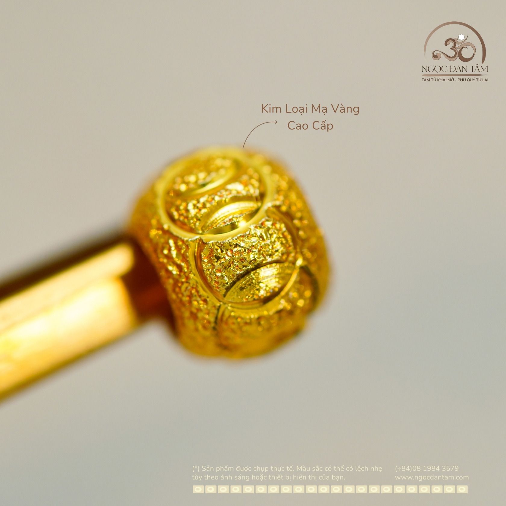  Charm Bi Tròn Họa Tiết 7,96mm - Kim Loại Mạ Vàng Cao Cấp 