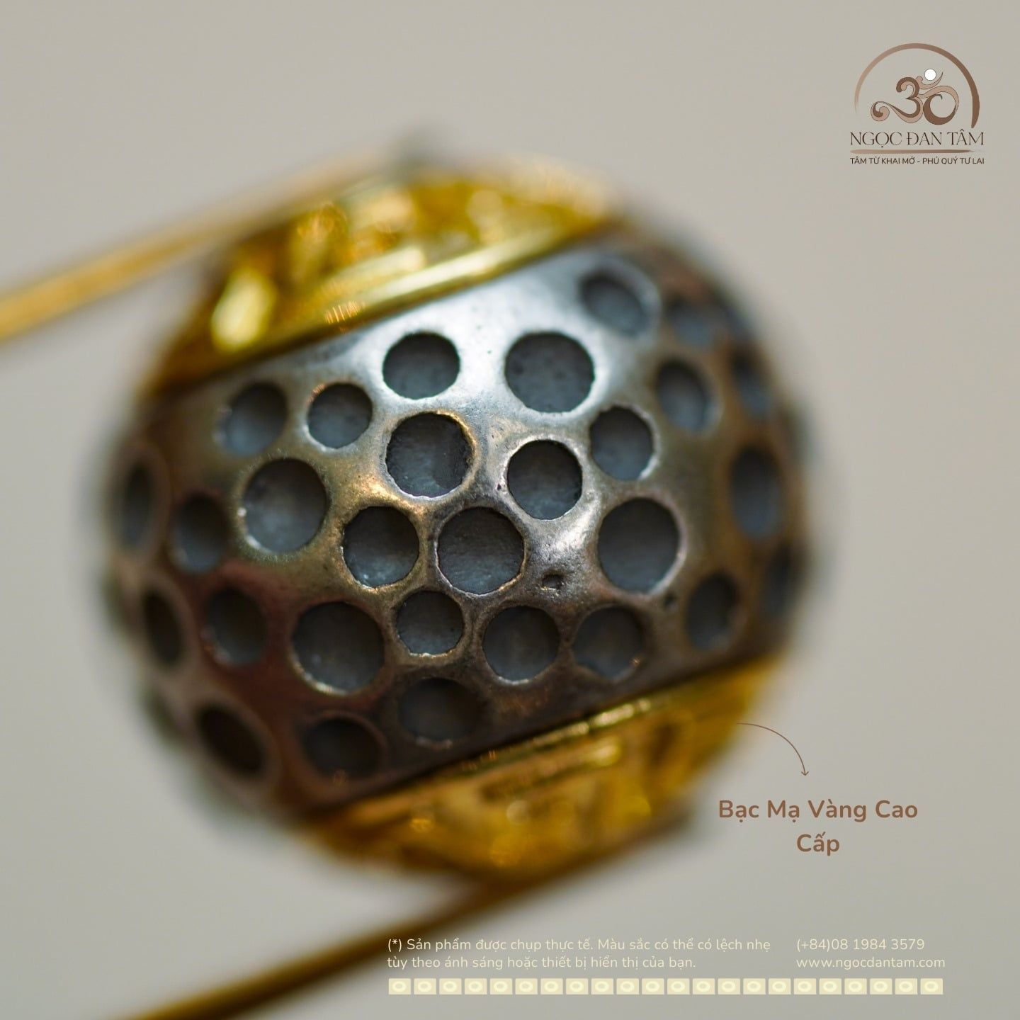  Charm Tròn Mặt Trăng 11,07mm - Bạc 925 Mạ Vàng Cao Cấp 