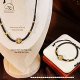  Vòng Cổ  + Vòng Tay Thắt Dây Charm Bánh Xe Pháp Luân Bạc 925 Mạ Vàng Cao Cấp 