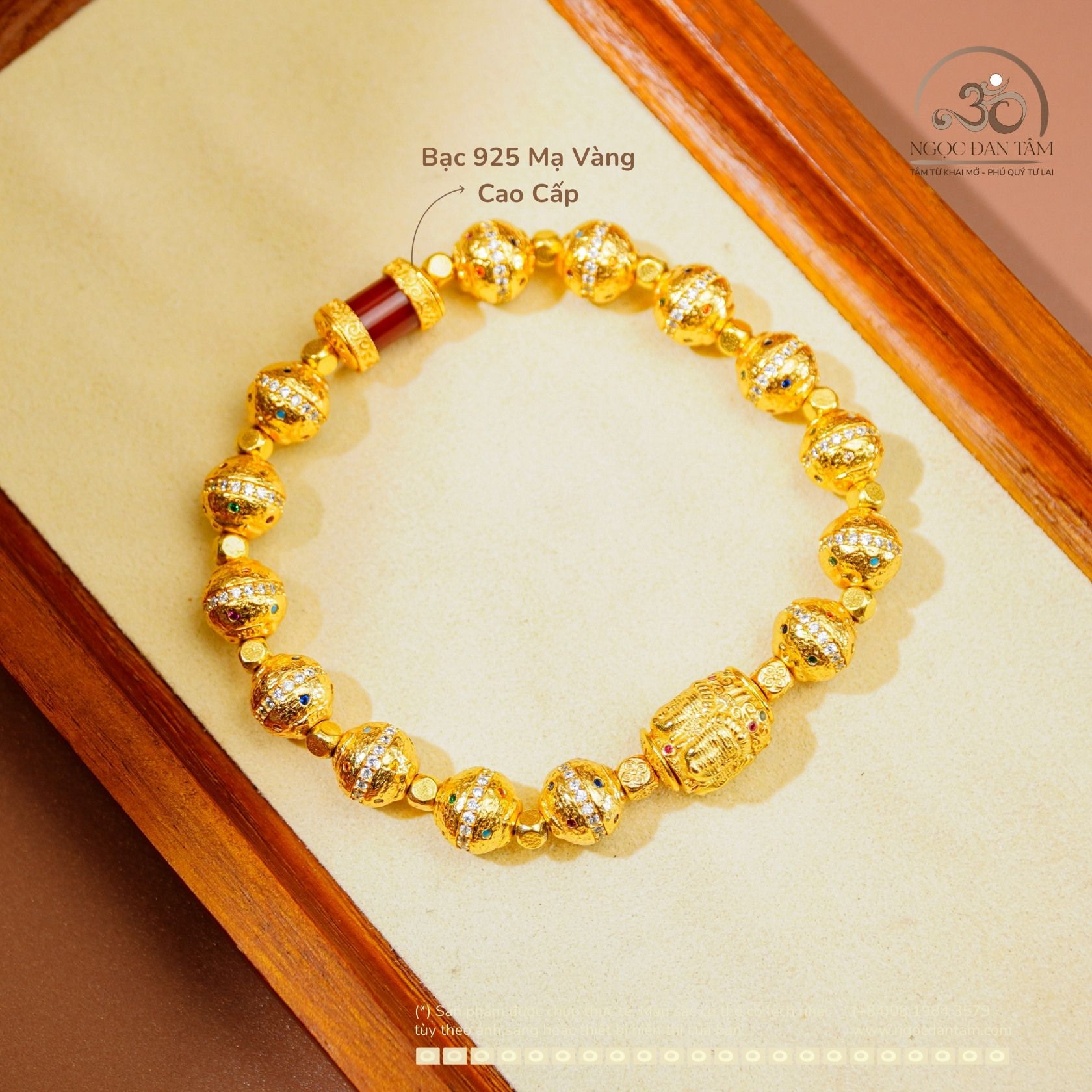  Lắc Tay Bạc Mạ Vàng Tứ Diện Phật 