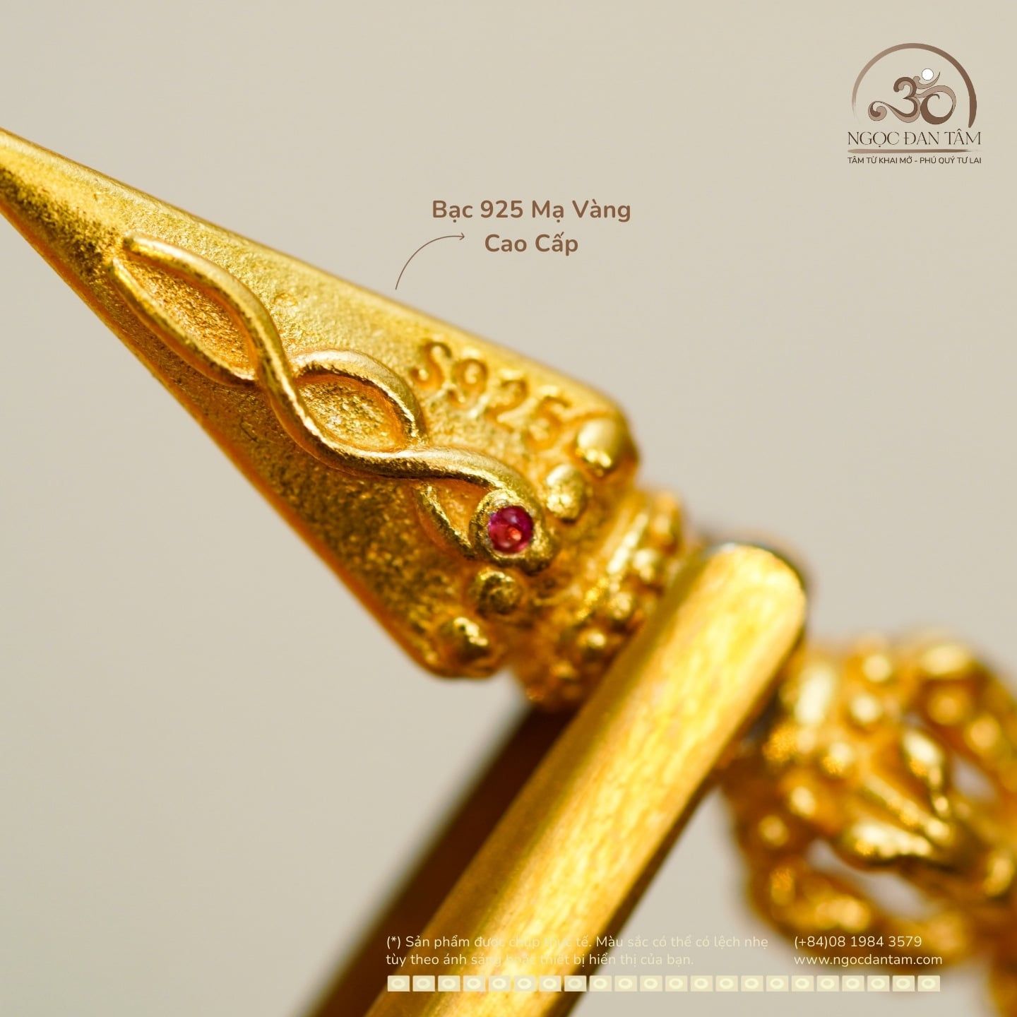  Chày Kim Cang Số 02 - Bạc 925 Mạ Vàng Cao Cấp 