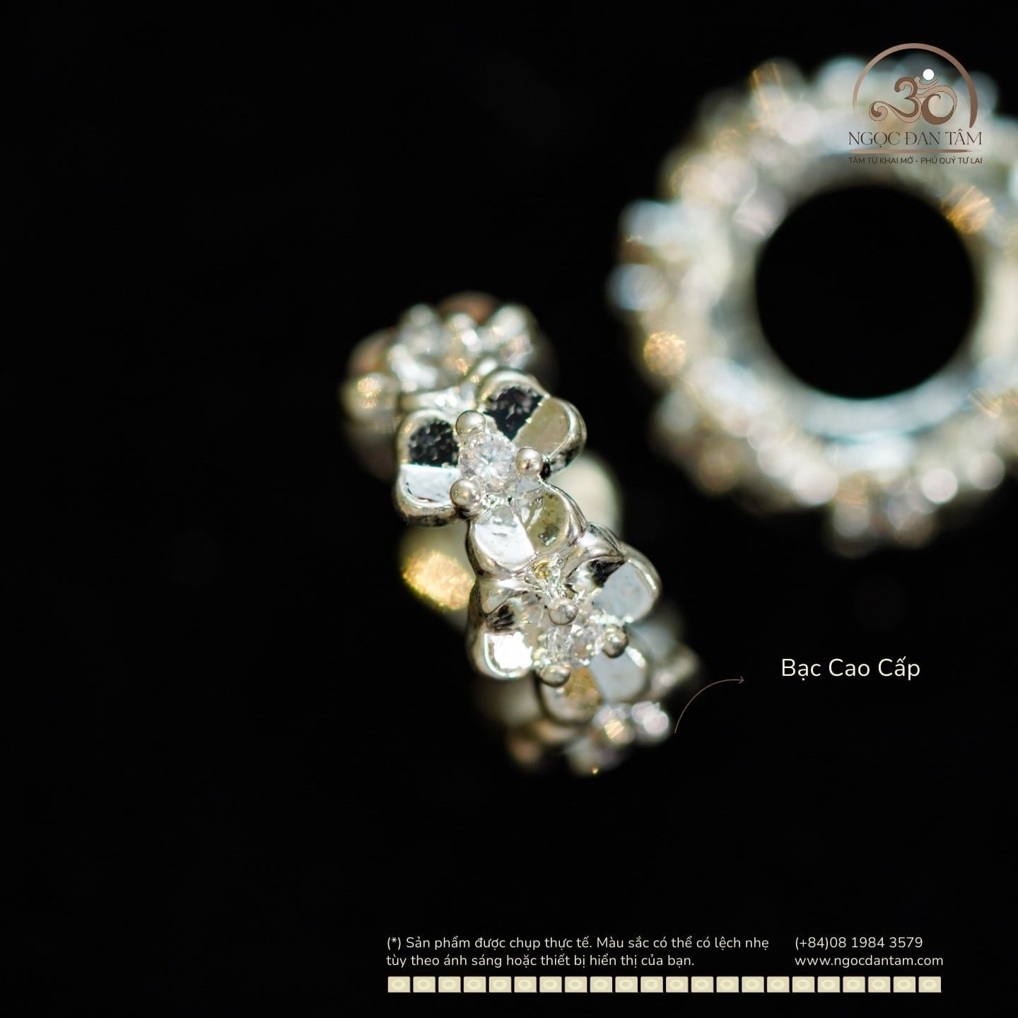  Charm Bạc Cỏ 3 Lá Nhỏ 8mm - Bạc Cao Cấp 