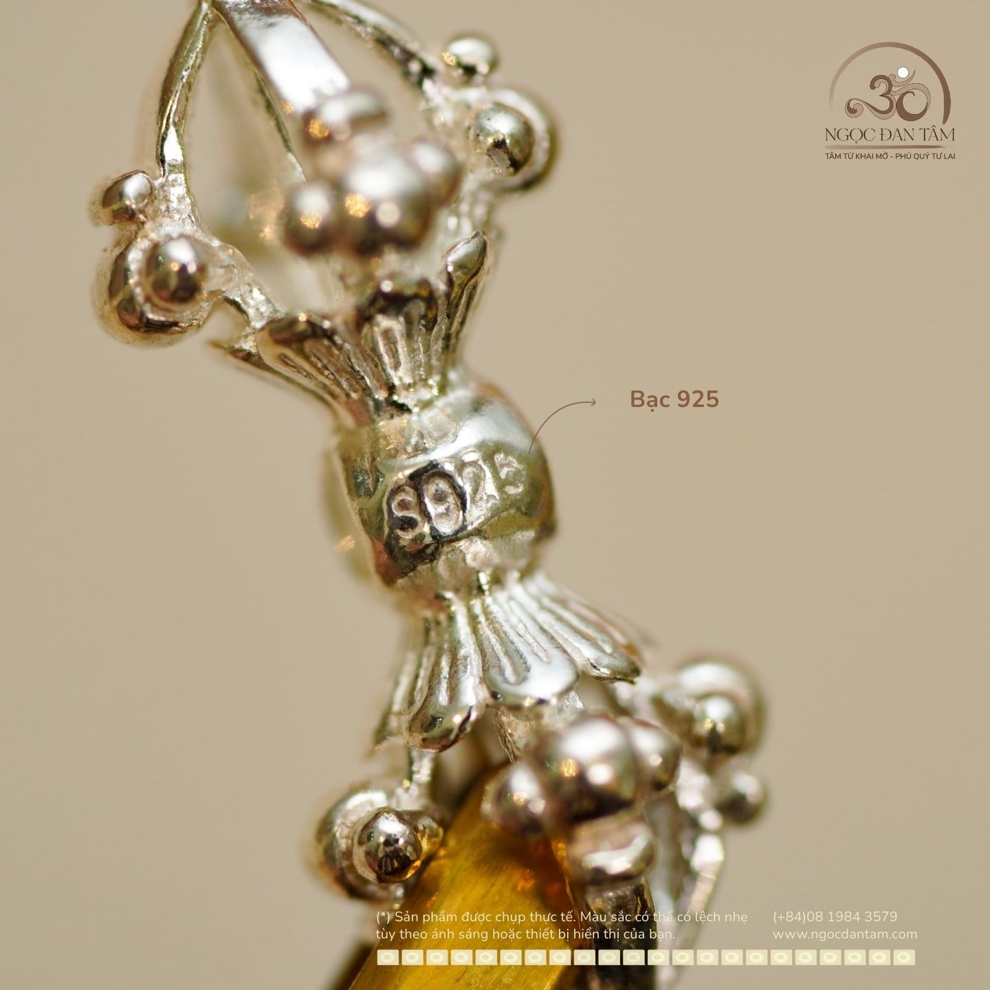  Charm Chuông Kim Cang Bạc Trắng 925 