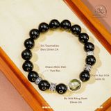  Vòng tay Tourmaline Đen 10mm 2A Phối Charm Bọc Đá 
