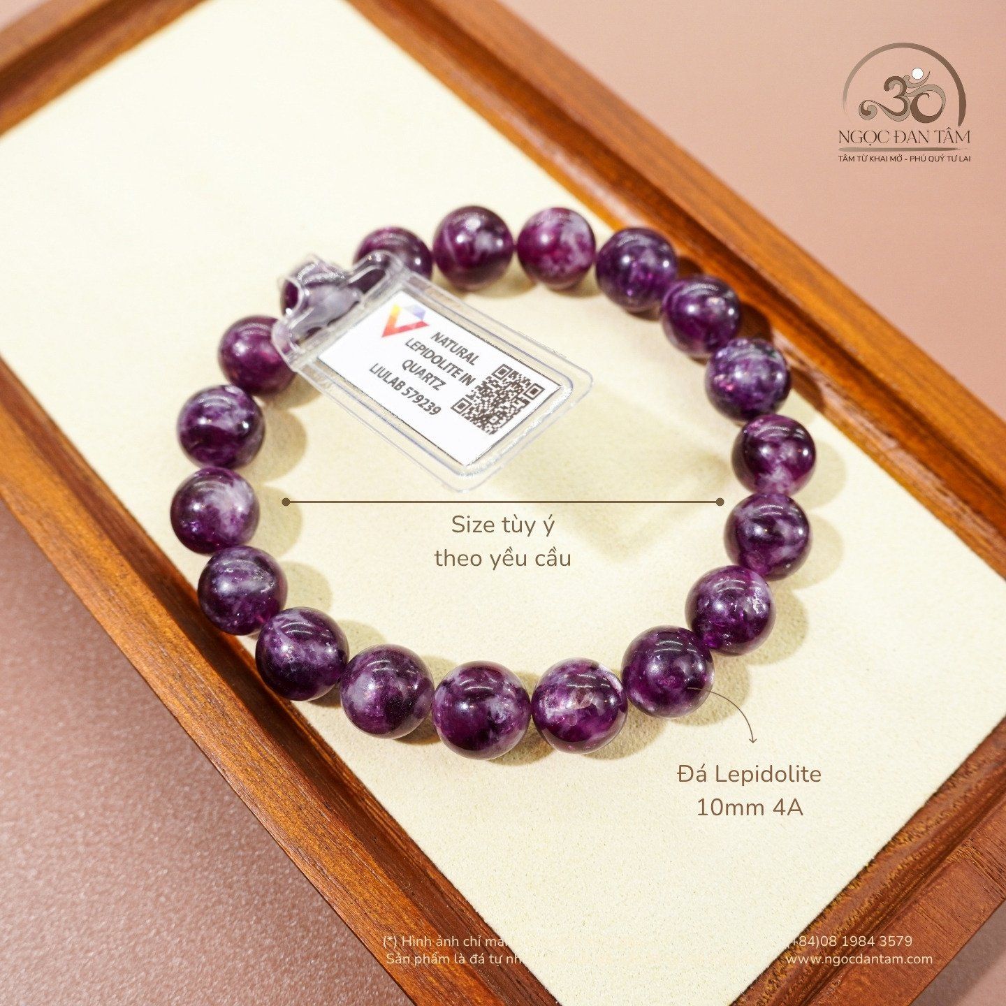  Vòng Tay Đá Lepidolite 8mm -  10mm 4A 