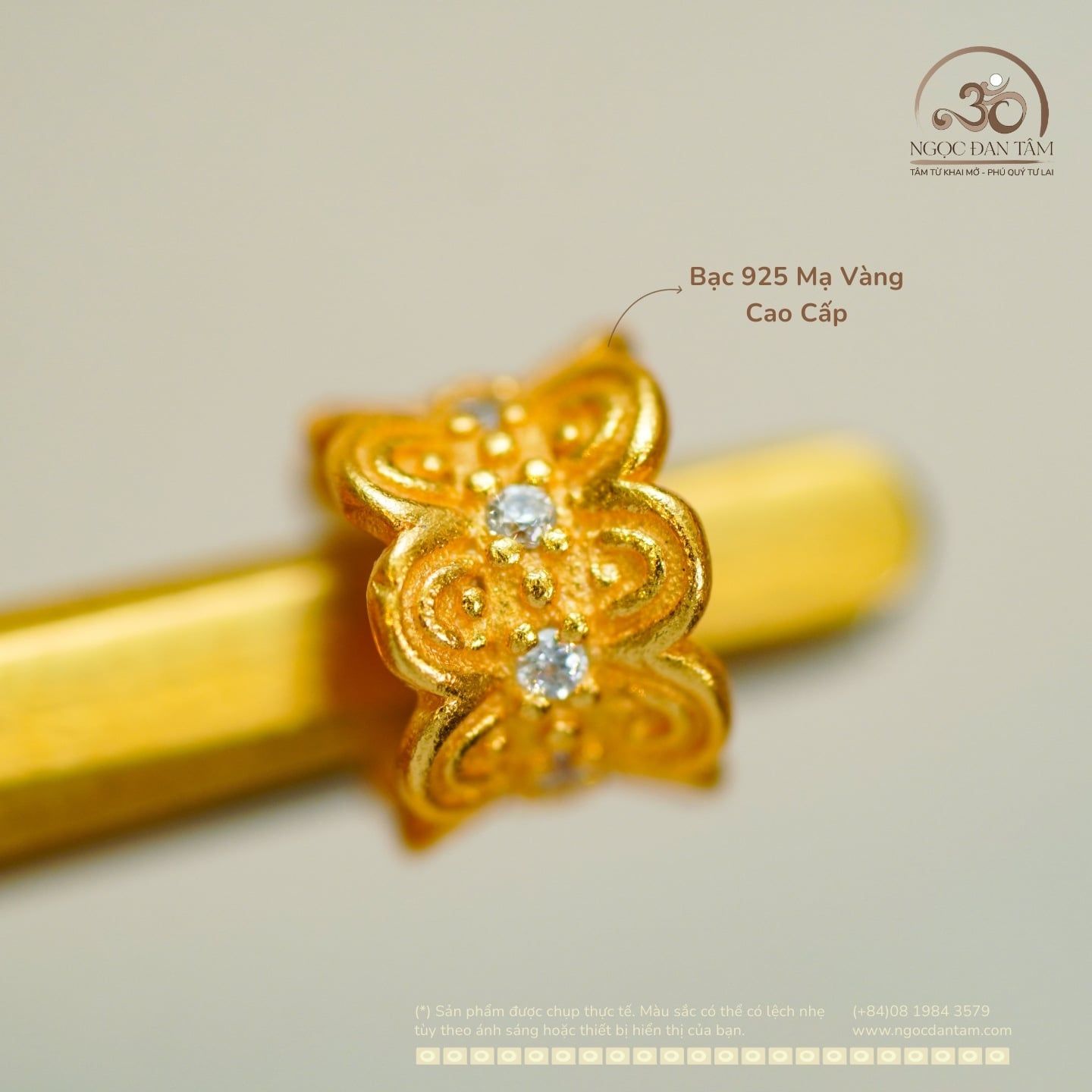  Đài Sen Đính Đá - Bạc 925 Mạ Vàng Cao Cấp 