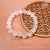  Vòng Tay Thạch Anh Hồng Sao 9mm 6A Phối Charm 