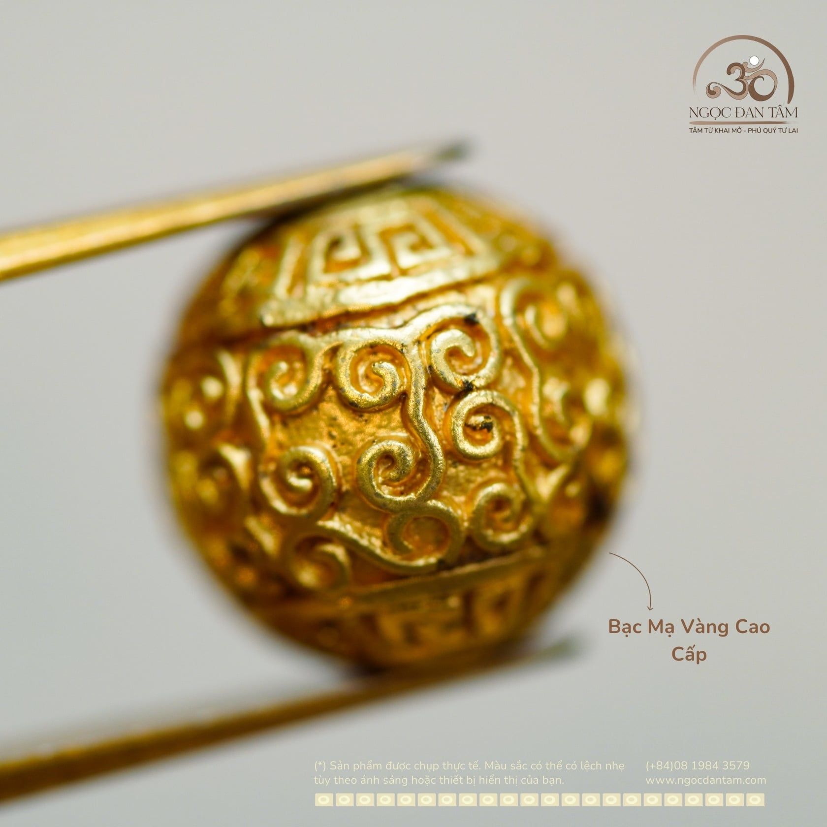  Charm Bi Tường Vân 9.74mm - Bạc Mạ Vàng Cao Cấp 